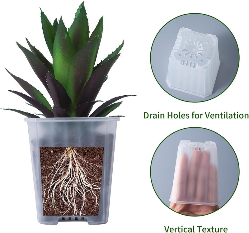 Foxany 3 Inch Clear Nursery Pots, 30 Pcs Thick Plastic Plant Pot, Square Flower Planting Pots Variety Pack, Seedling Planter Starter Pots with Saucers for Garden - Image 3
